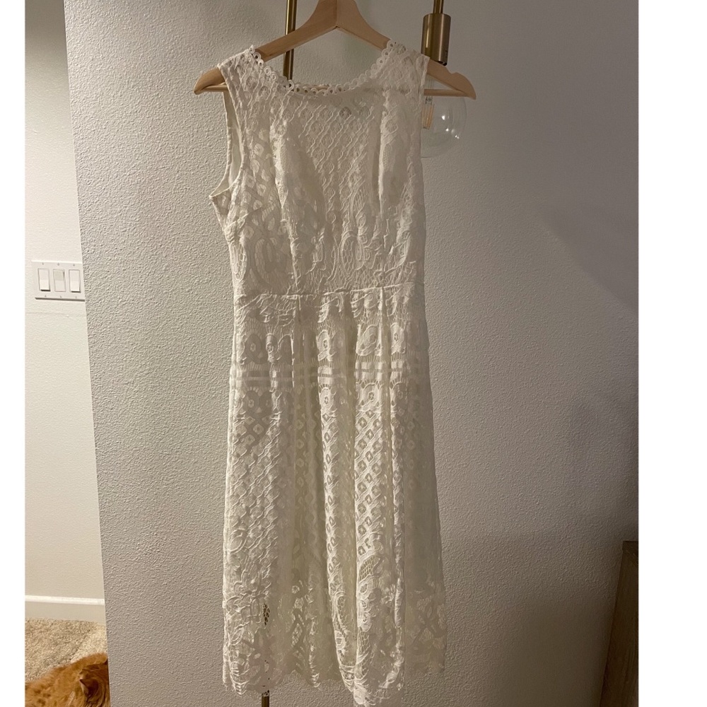 White Lace Midi Dress - Picture 2 of 3